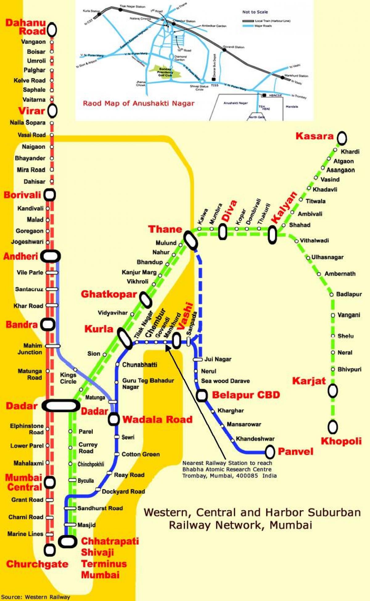 Mumbai Central Line Map Mumbai Central Line Stations Map Maharashtra India