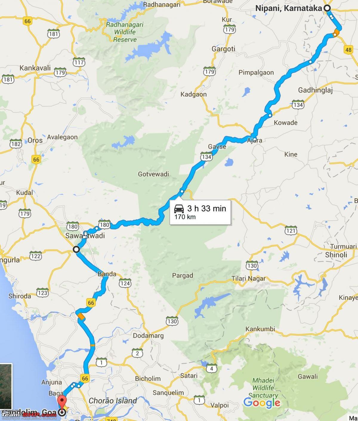 Mumbai to goa highway map