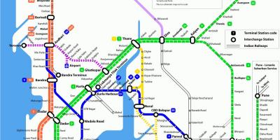 Local train map in Mumbai